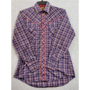 VTG Kenny Rogers Western Collection Shirt Long Sleeve Plaid Karman Pearl Snap‎